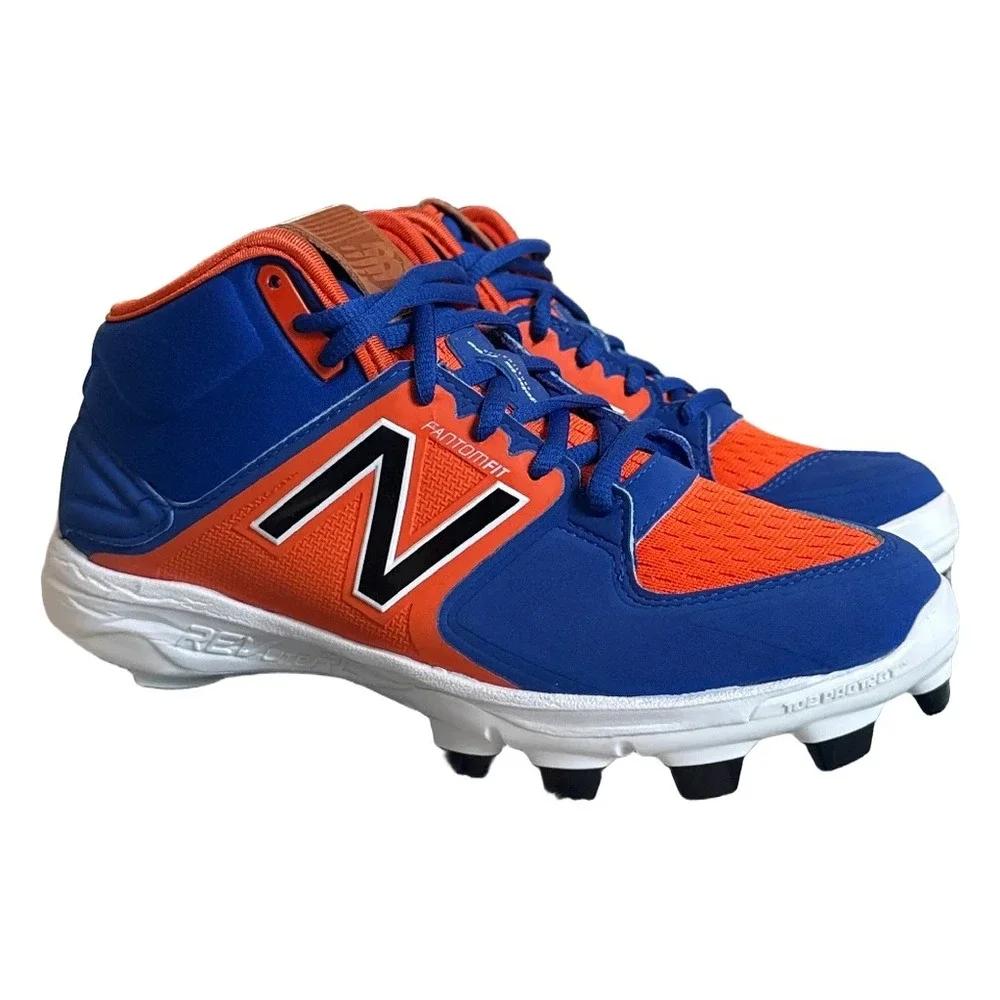 New Balance 3000v3 Baseball Cleats Blue Orange Mid Big Kids Size 5 NY Mets Soup